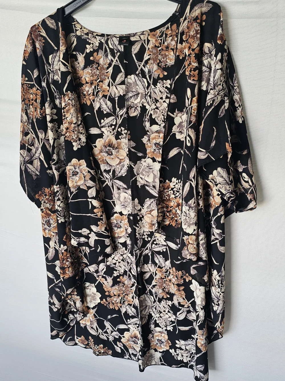 I Joah Coverup Women's Black Floral Open Front Kimono Swimwear Adult Casual